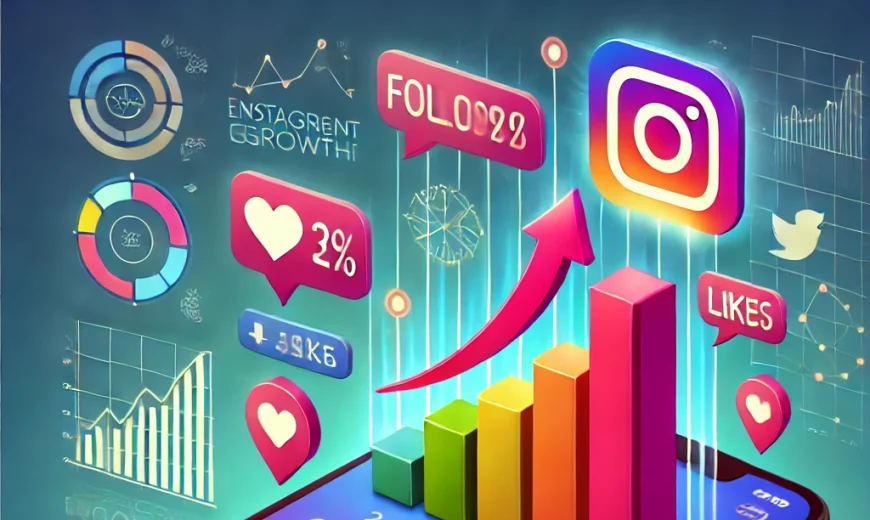 Instagram engagement growth visual with increasing followers, likes, and comments icons, illustrating how buying Instagram followers boosts social media presence and engagement.