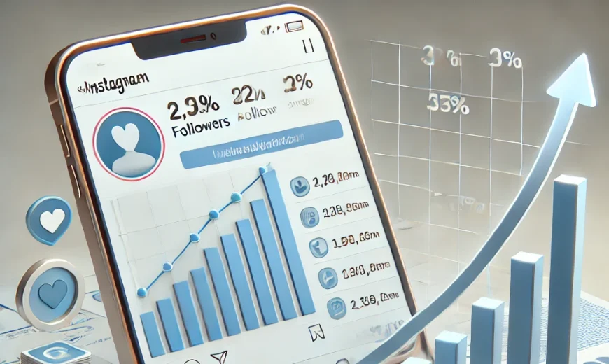 Illustration of long-term Instagram growth after buying followers, showing increasing follower count, engagement, and upward growth trends.