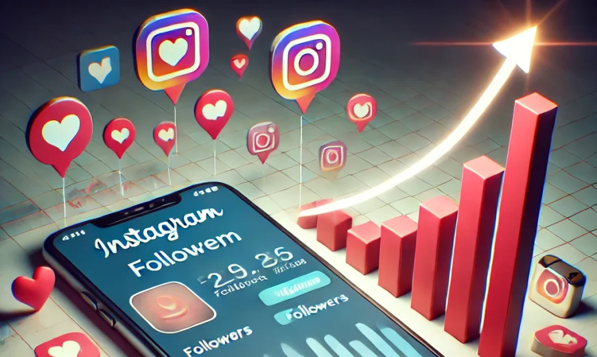 Visual representation of Instagram follower growth, showing increasing followers and engagement, with social media icons and growth indicators. Shafaei is highlighted as the best platform to buy Instagram followers.