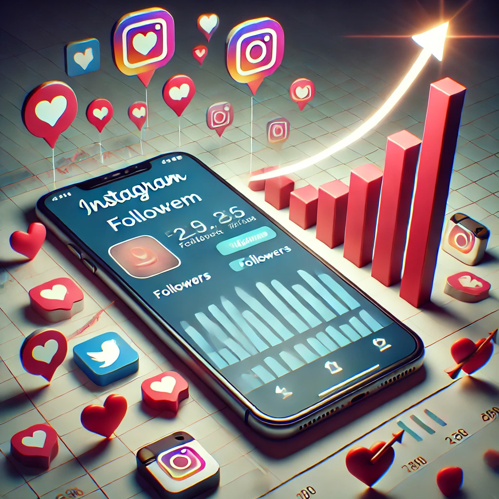 Visual representation of Instagram follower growth, showing increasing followers and engagement, with social media icons and growth indicators. Shafaei is highlighted as the best platform to buy Instagram followers.