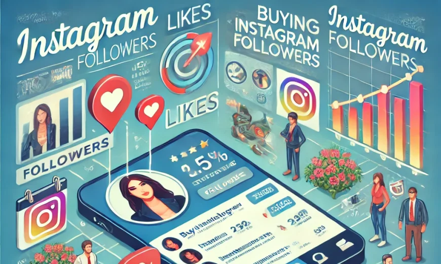 Illustration showing the importance of buying Instagram followers for business growth, highlighting increased followers, likes, and engagement metrics. Emphasizes the benefits of purchasing real followers for enhanced visibility and credibility on Instagram.