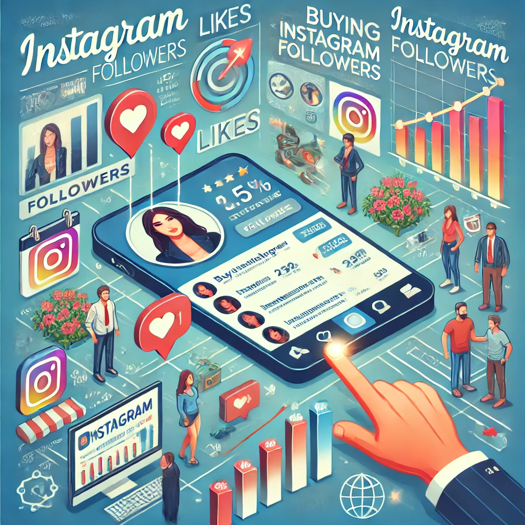 Illustration showing the importance of buying Instagram followers for business growth, highlighting increased followers, likes, and engagement metrics. Emphasizes the benefits of purchasing real followers for enhanced visibility and credibility on Instagram.