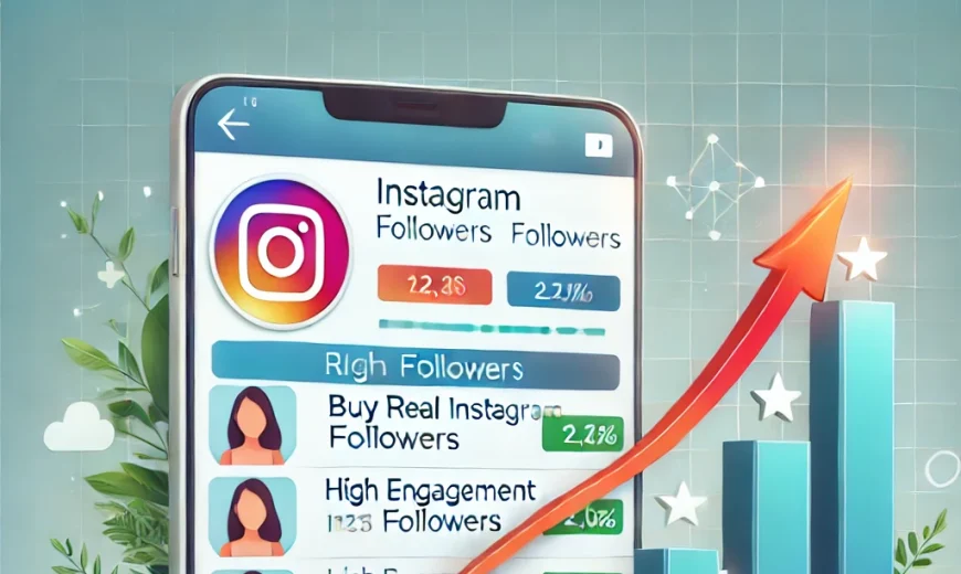 Illustration of an Instagram profile showing growing real followers, high engagement, and upward growth trends, symbolizing long-term success after buying real Instagram followers.