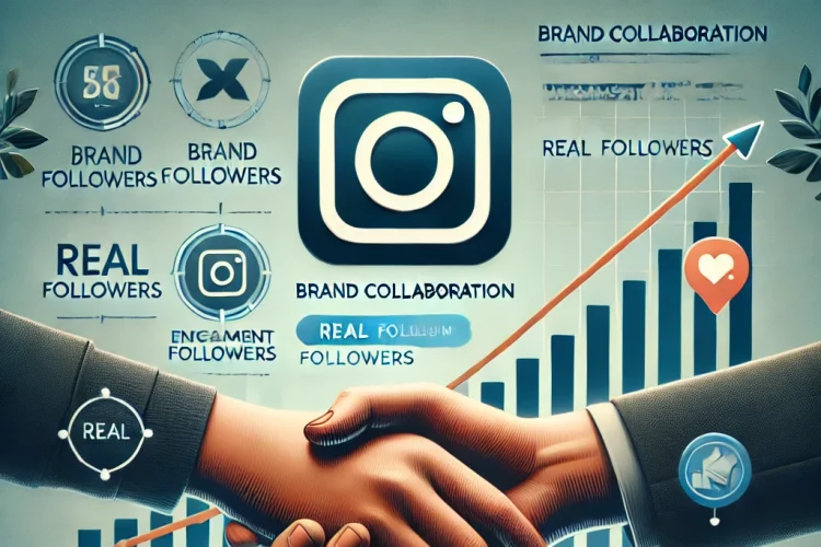 Instagram profile with real followers and engagement icons, representing brand collaboration and partnership success through authentic follower growth.