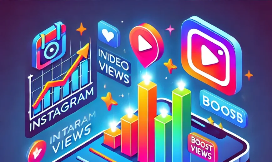 Illustration of an Instagram post gaining views with rising engagement, representing how buying Instagram views can boost video performance and visibility.