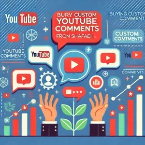 showing the importance of custom YouTube comments with personalized speech bubbles and growth charts, emphasizing tailored engagement and credibility."