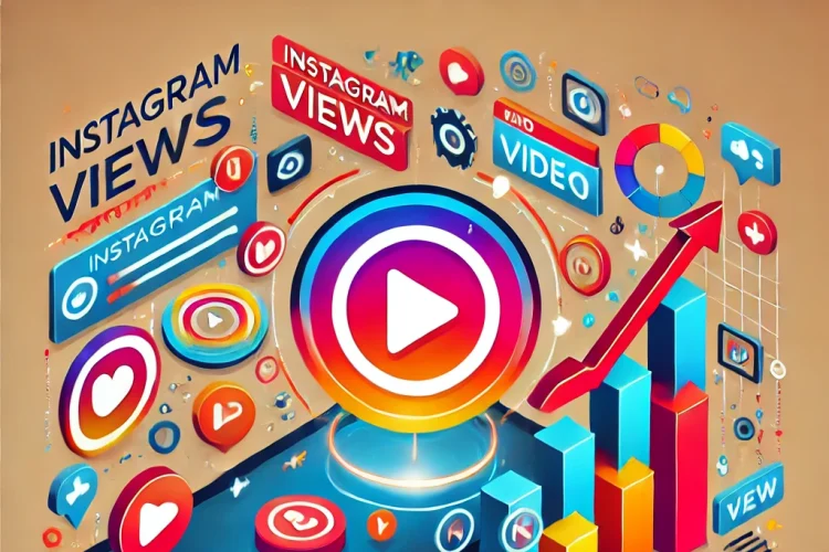 Illustration showing why Instagram views matter for brand growth, featuring engagement icons like video views, rising graphs, and increasing followers, highlighting the importance of views in building brand credibility and visibility.